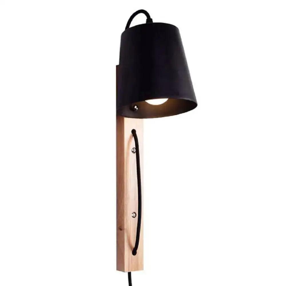 Black Wood Plug Sconce