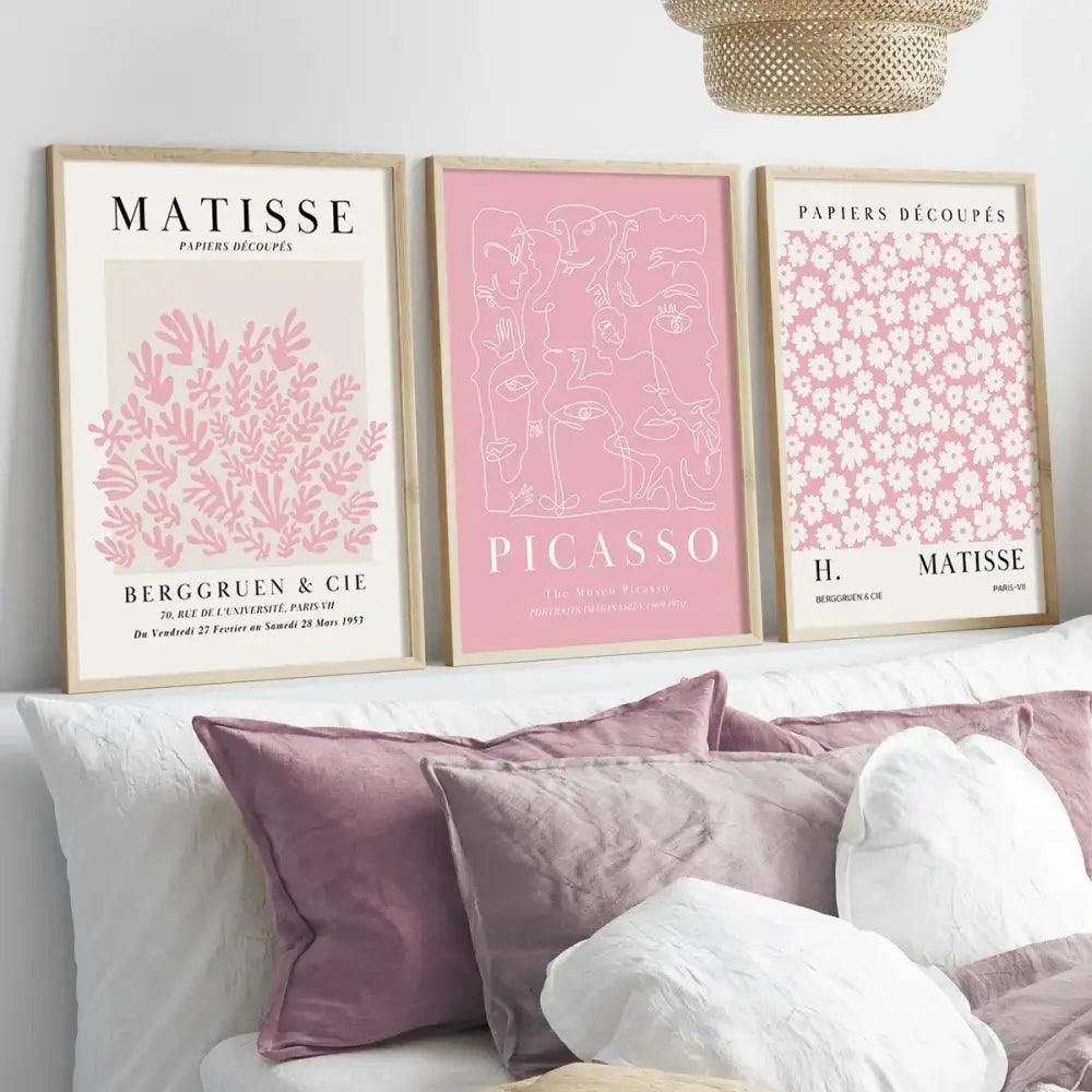 Pink Abstract Wall Art Set