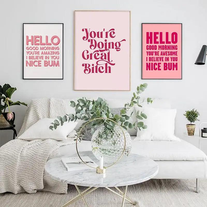 Pink Quote Art Set