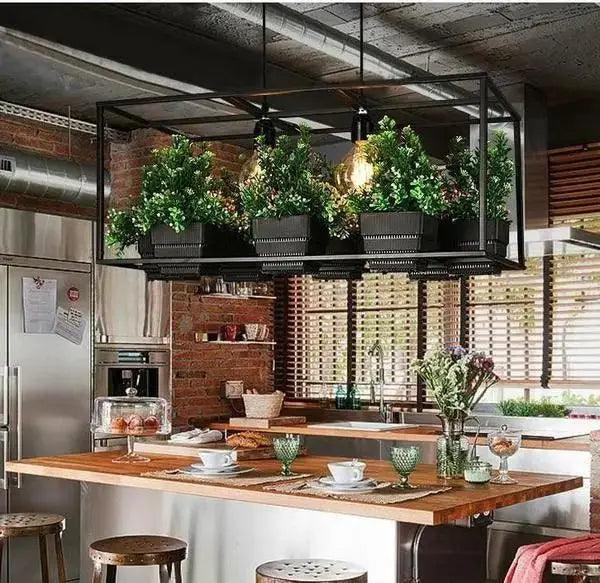 Black Metal Planter Chandelier