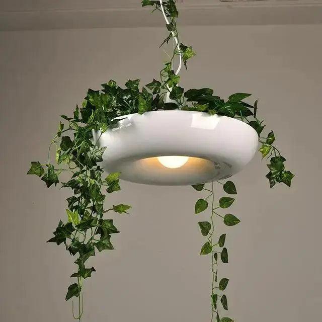 White Planter Pendant Light