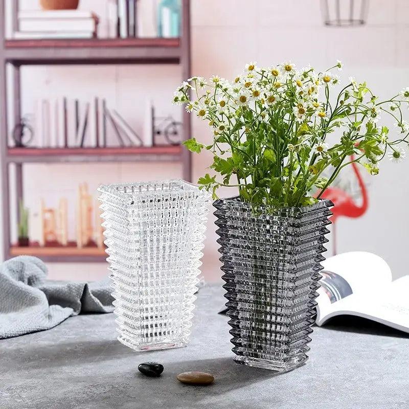 Clear Crystal Ribbed Vase