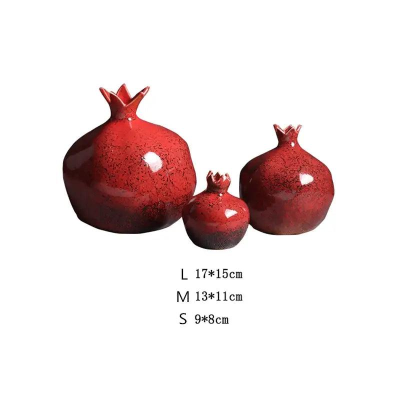 Red Pomegranate Vase Set