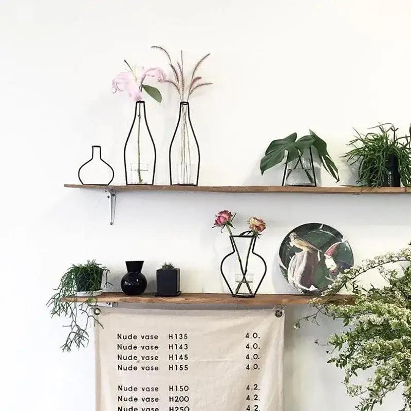 Iron Wireframe Glass Vase