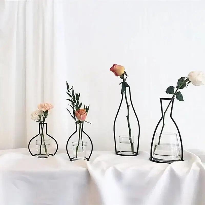 Iron Wireframe Glass Vase