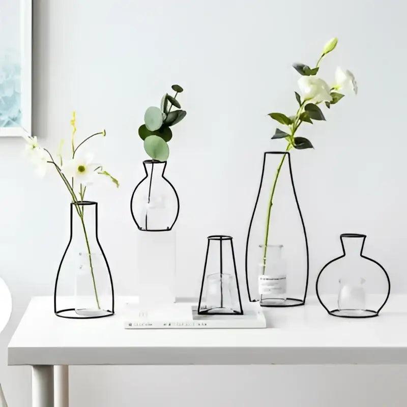 Iron Wireframe Glass Vase