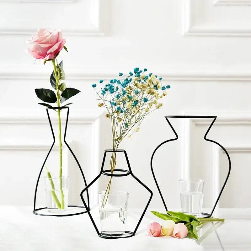 Iron Wireframe Glass Vase