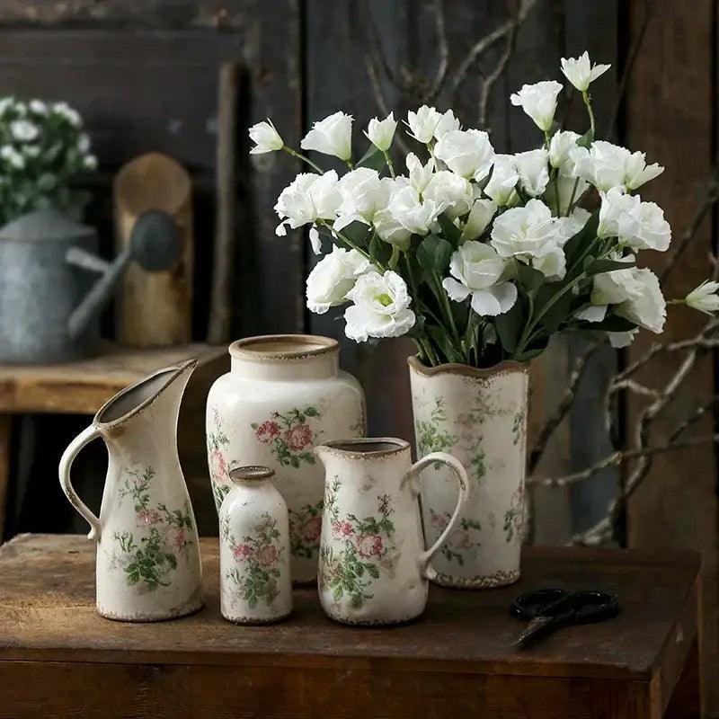 White Floral Ceramic Vase