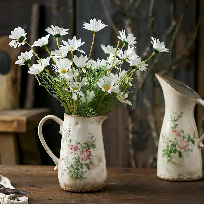 White Floral Ceramic Vase