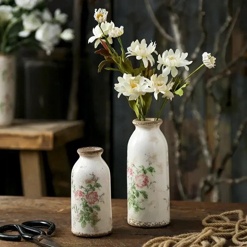 White Floral Ceramic Vase