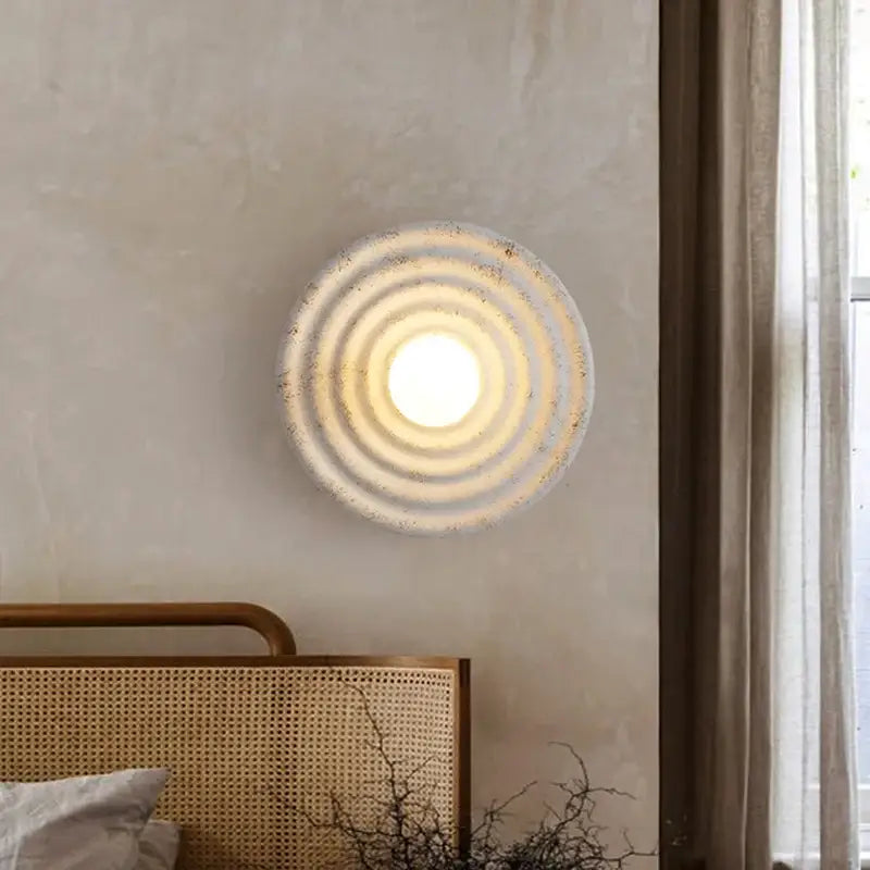 Beige Concrete Round Sconce