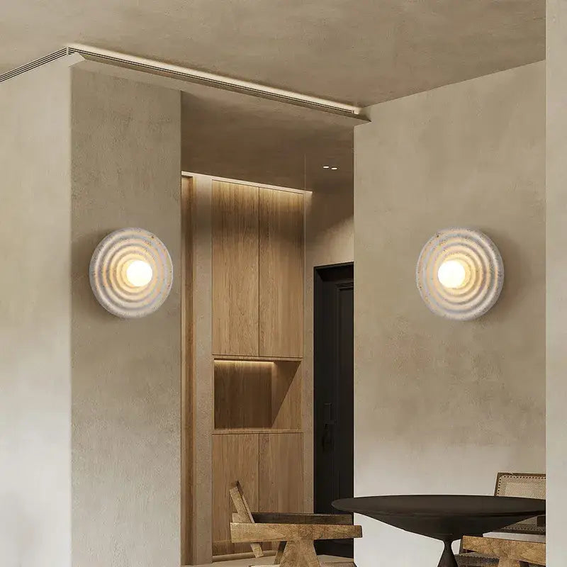 Beige Concrete Round Sconce