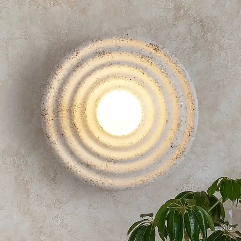 Beige Concrete Round Sconce