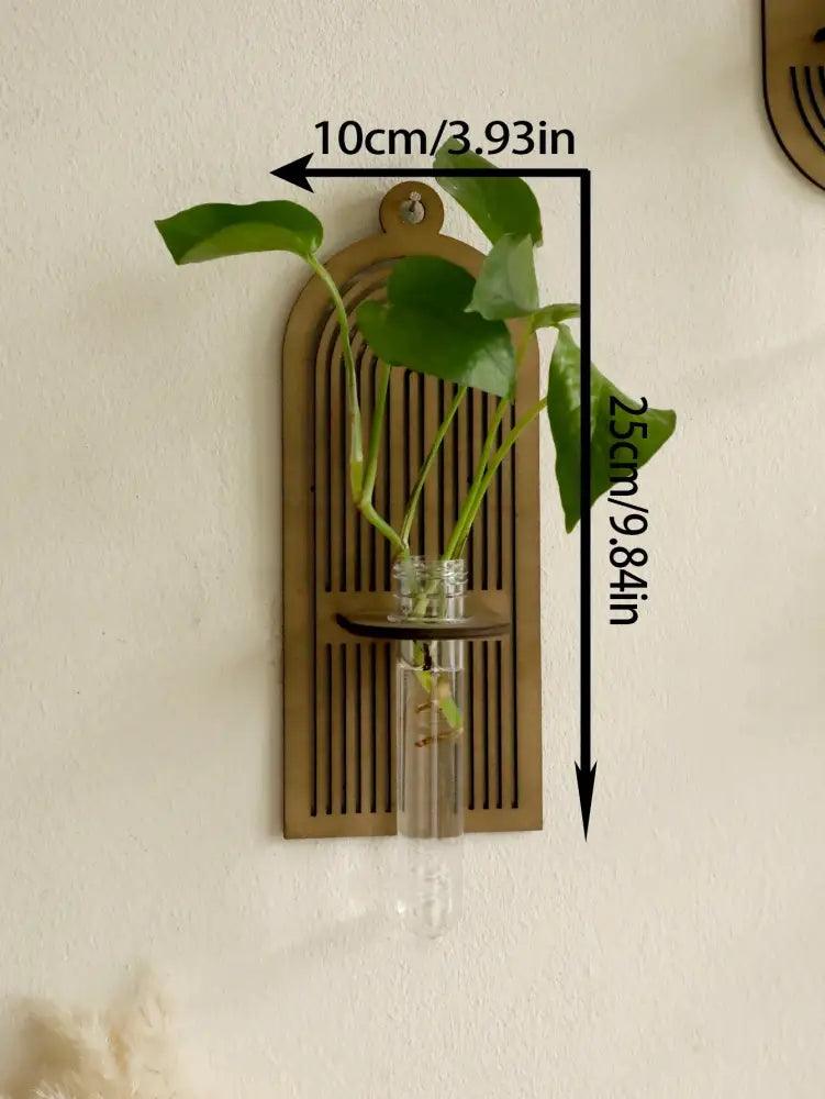 Wood Geometric Wall Vase