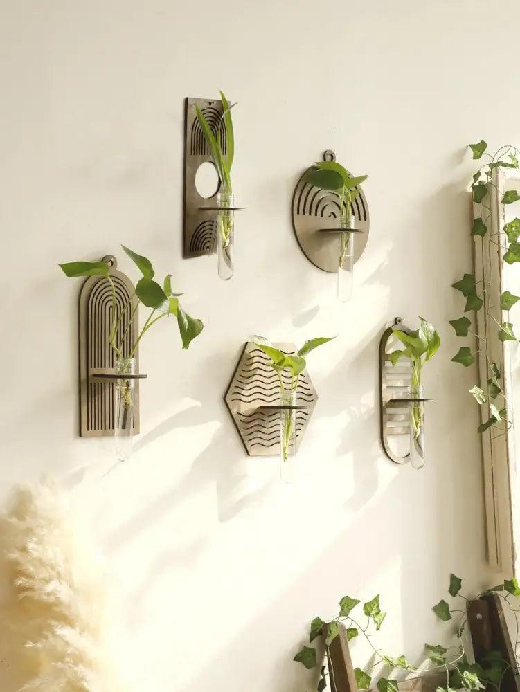 Wood Geometric Wall Vase