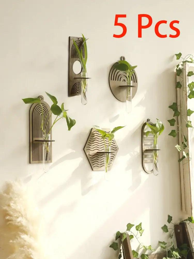 Wood Geometric Wall Vase