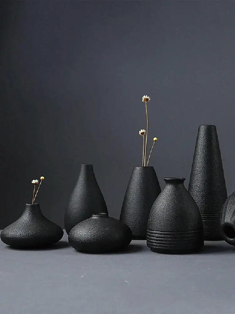 Black Ceramic Japanese Vase