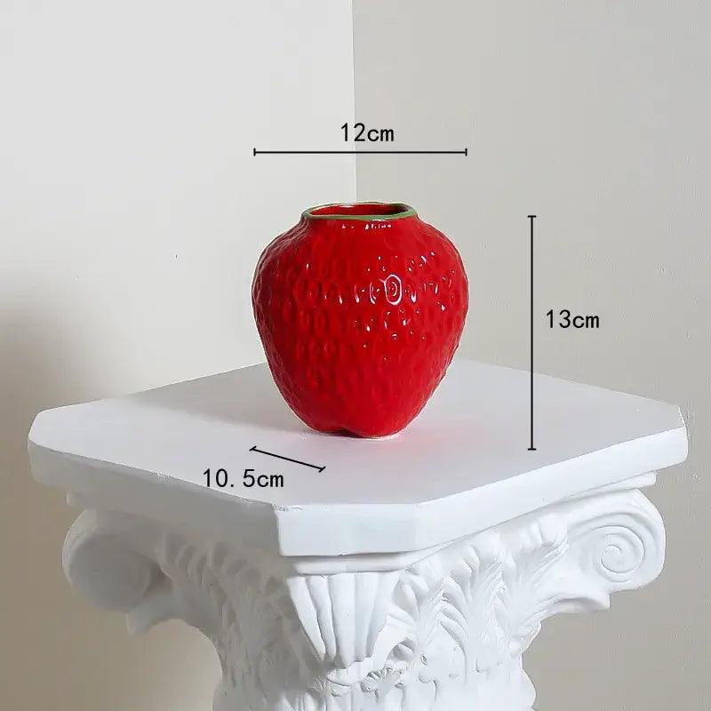 Red Strawberry Ceramic Vase