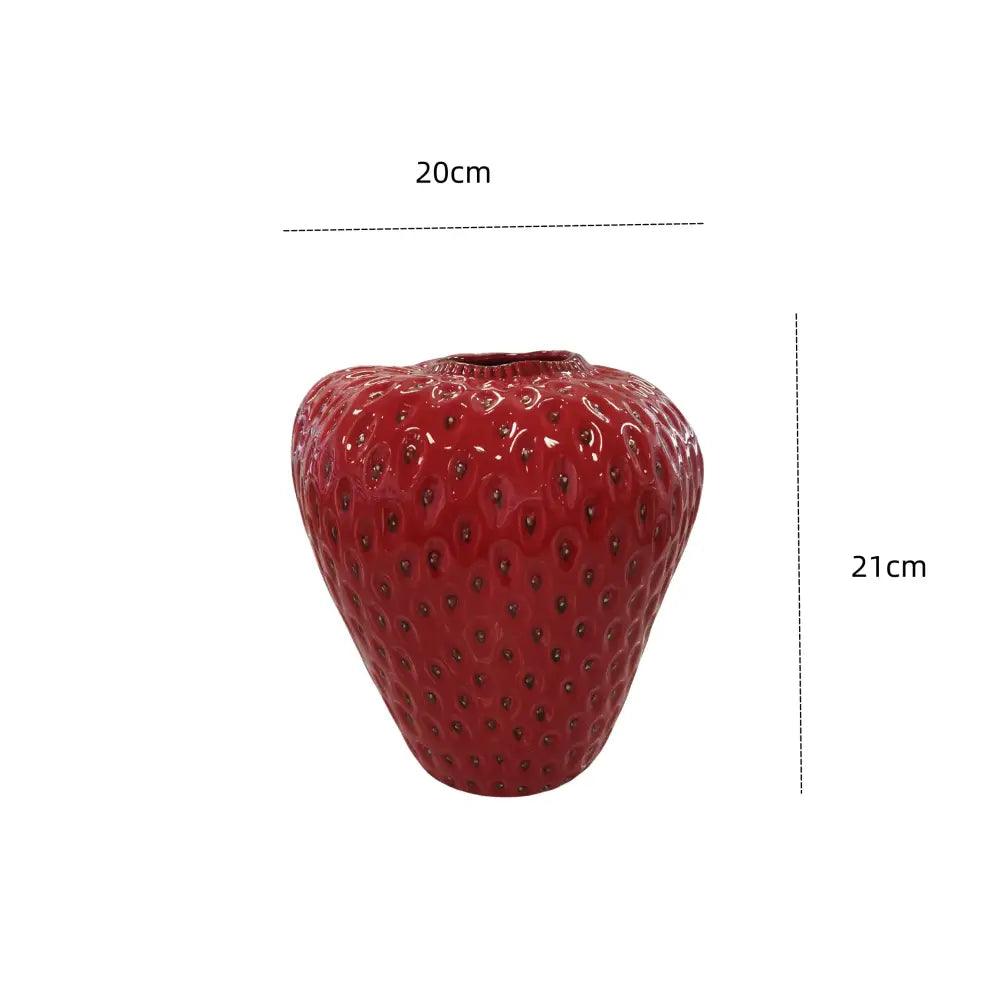 Red Strawberry Ceramic Vase