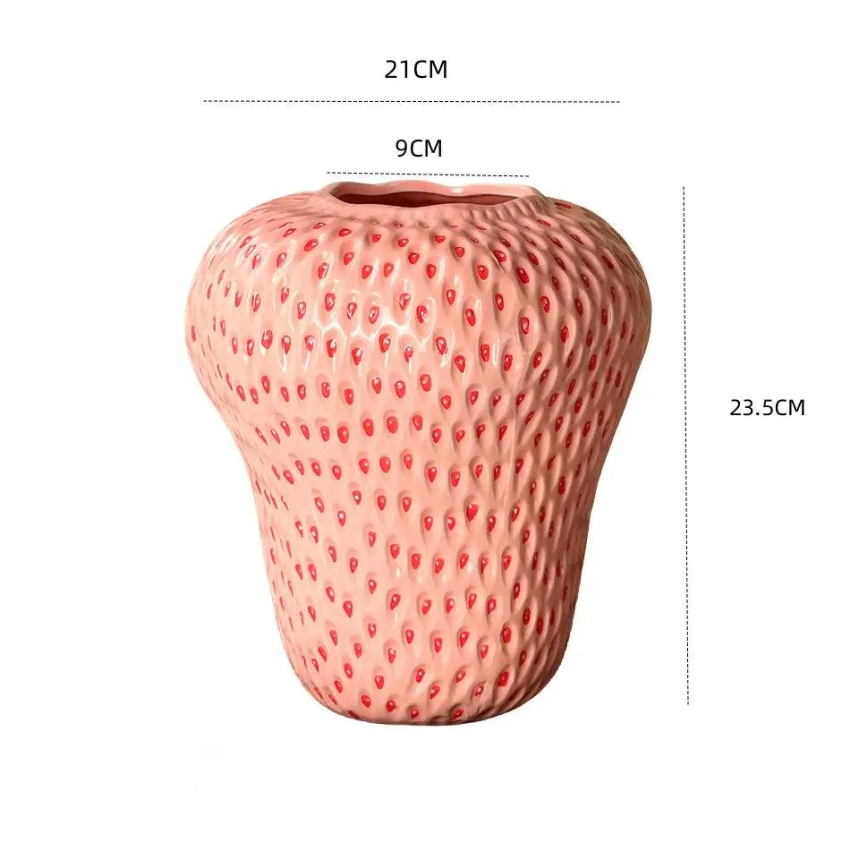 Red Strawberry Ceramic Vase