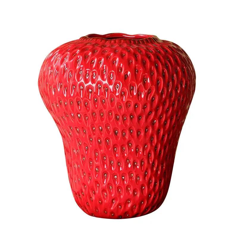 Red Strawberry Ceramic Vase