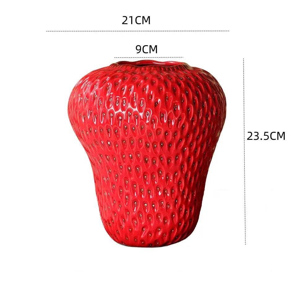 Red Strawberry Ceramic Vase