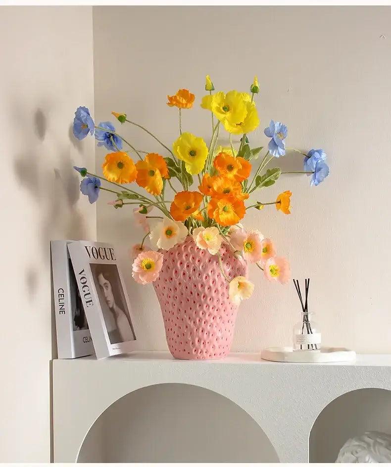 Pink Strawberry Ceramic Vase
