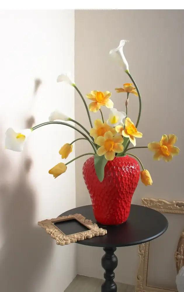 Pink Strawberry Ceramic Vase