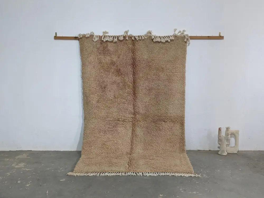 Beige Wool Fringed Rug
