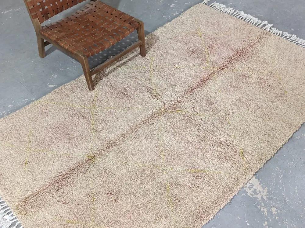 Beige Wool Fringed Rug