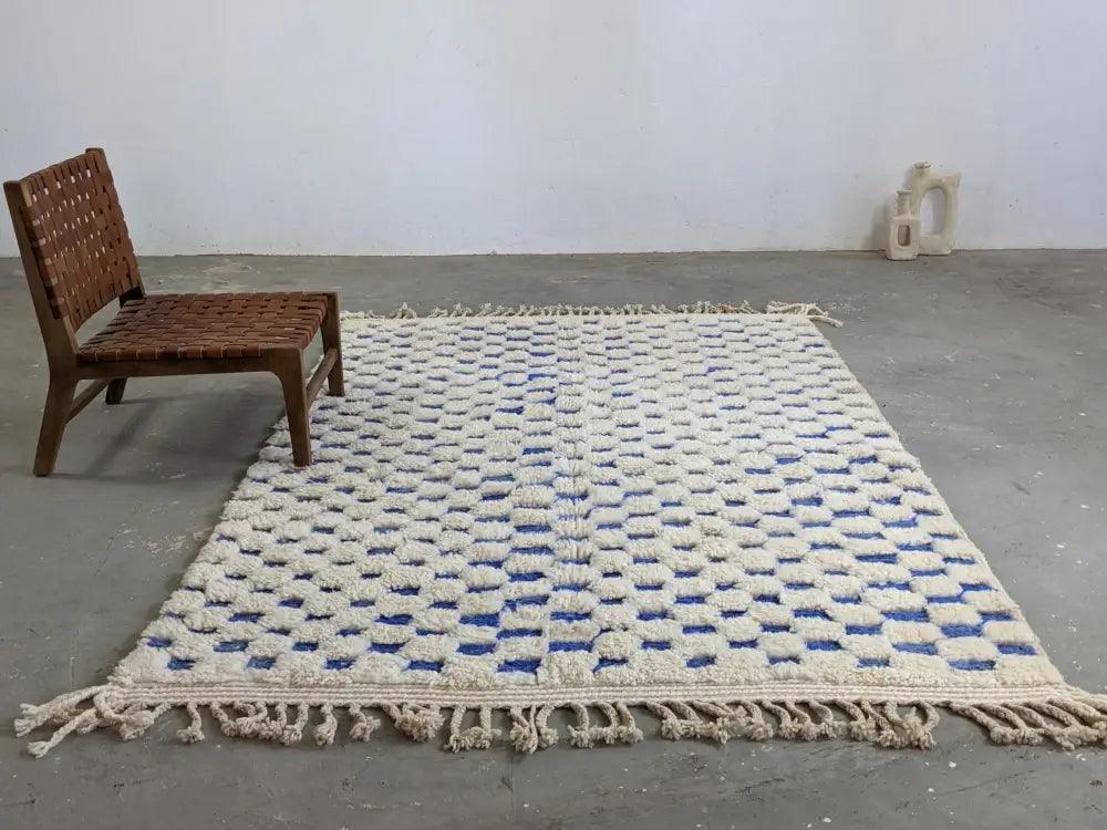 Blue Cream Beni Ouarain Rug