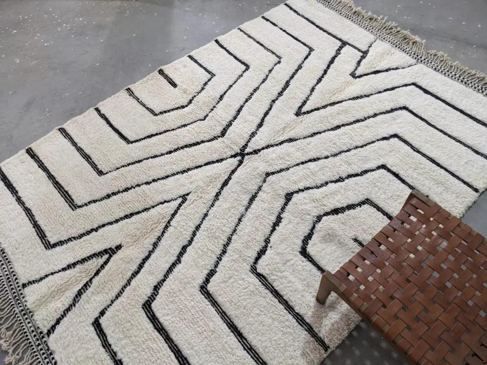 Cream Black Geometric Rug
