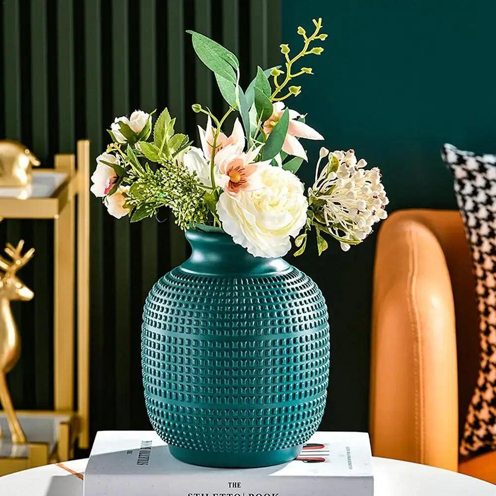 Teal Modern Floral Vase