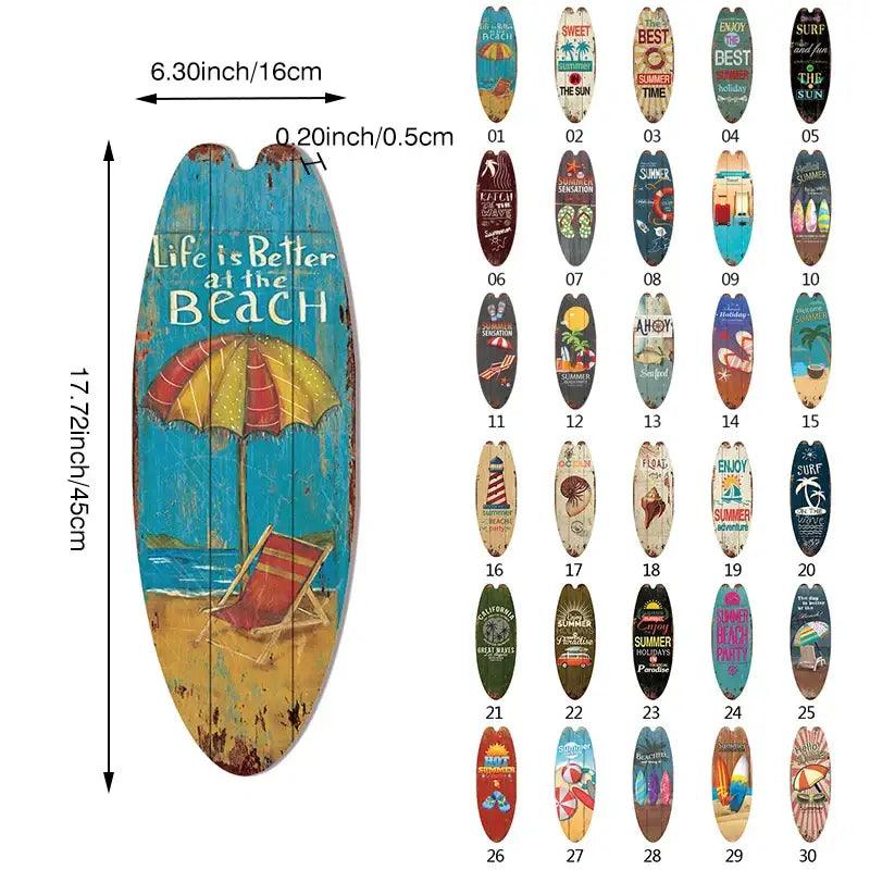 Blue Surfboard Door Sign