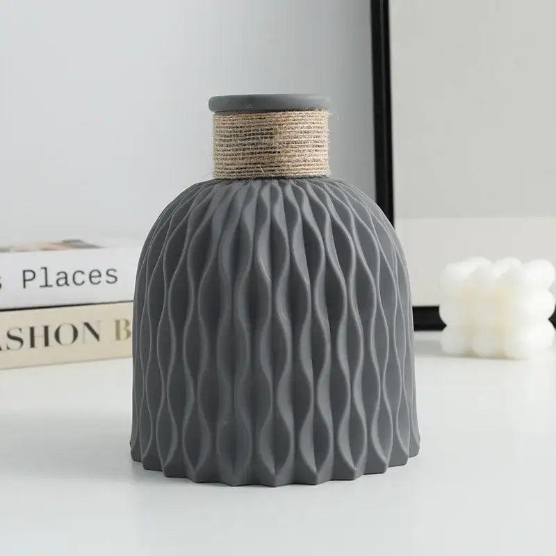 Gray Ripple Plastic Vase