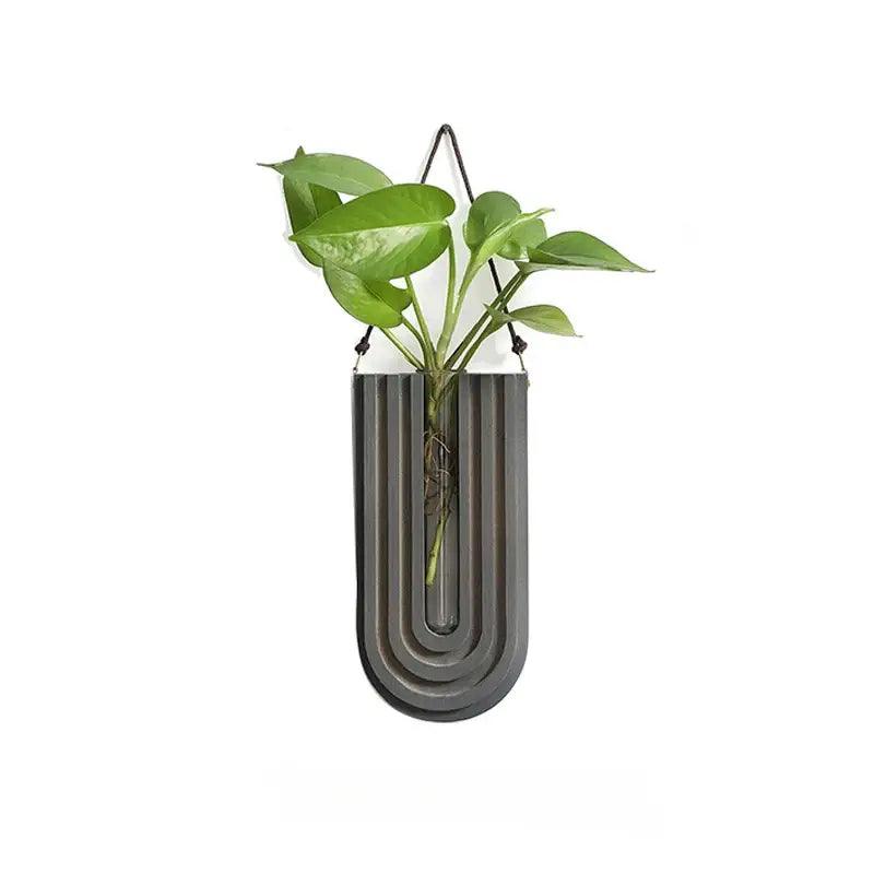 Wooden Grooved Wall Vase