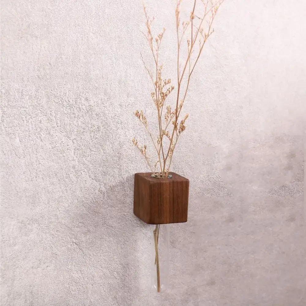 Dark Wood Test Tube Vase
