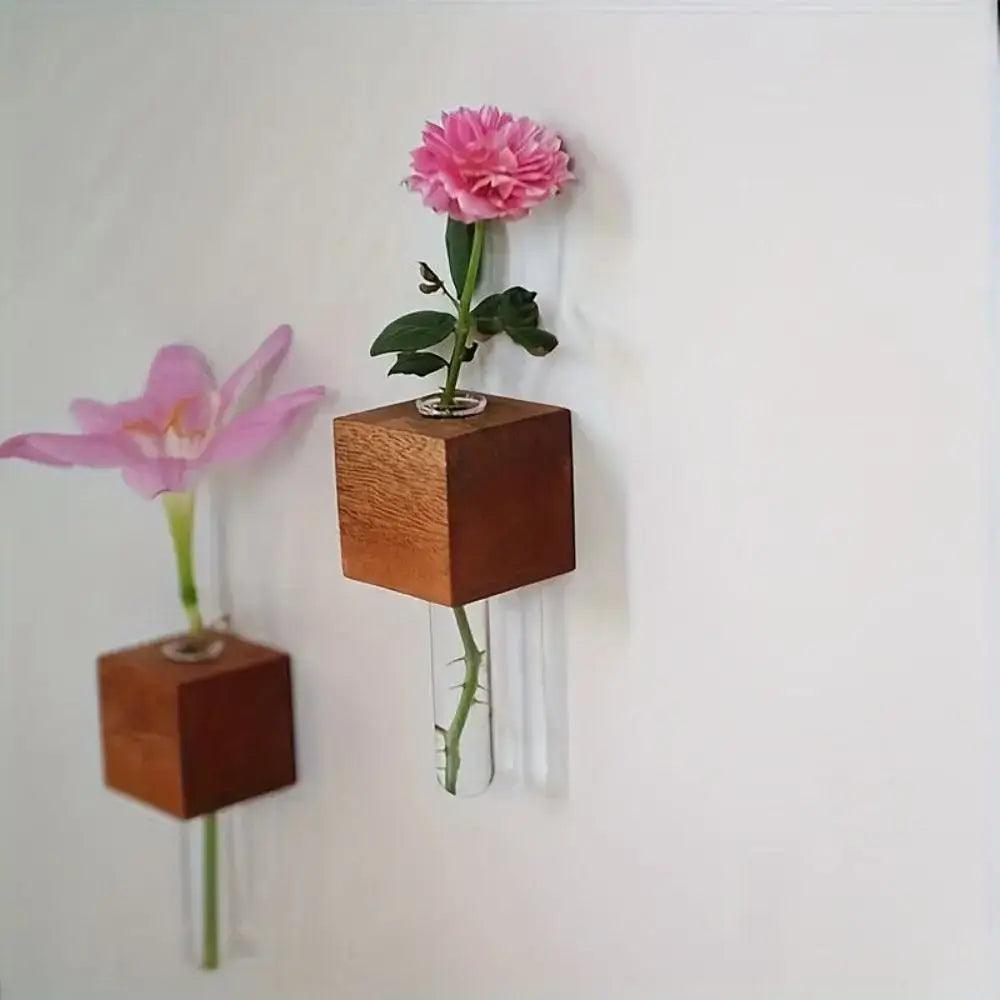 Dark Wood Test Tube Vase