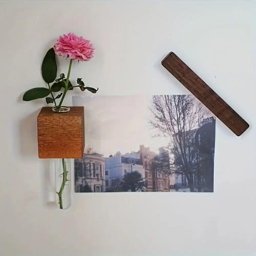 Dark Wood Test Tube Vase