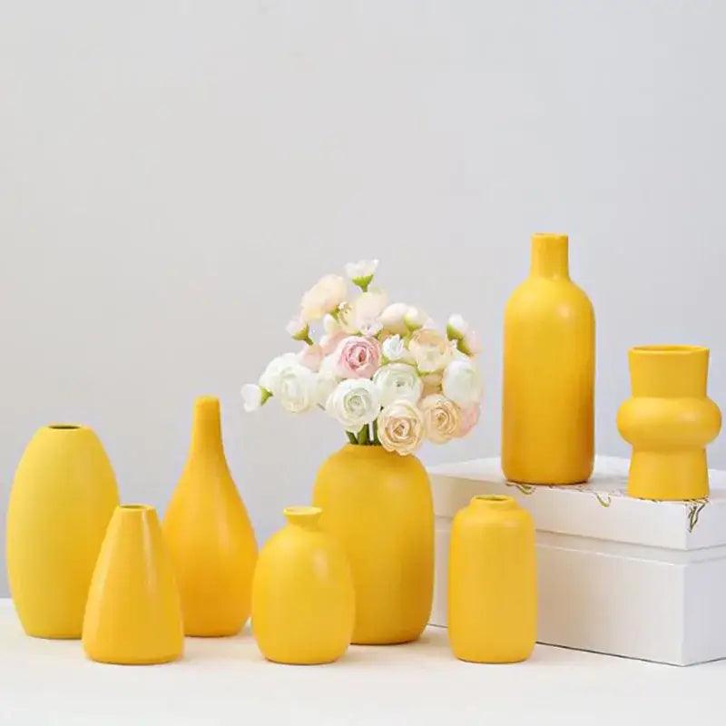 Yellow Porcelain Flower Vase