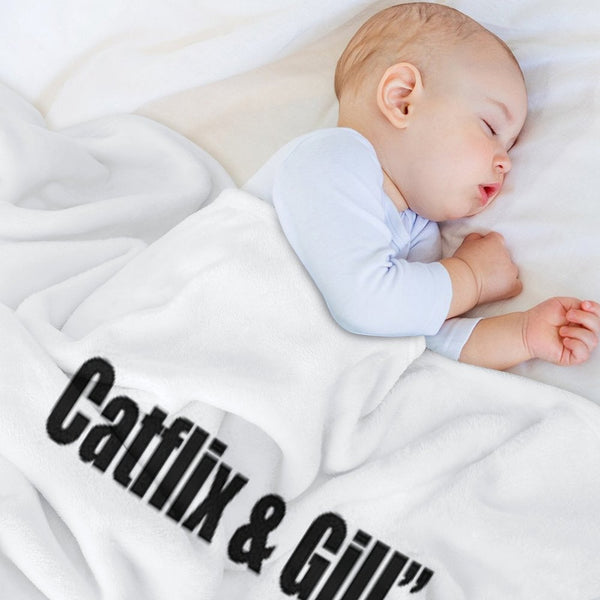 Catflix & Gill Funny Cat And Fish TV Design Premium Throw Blanket
