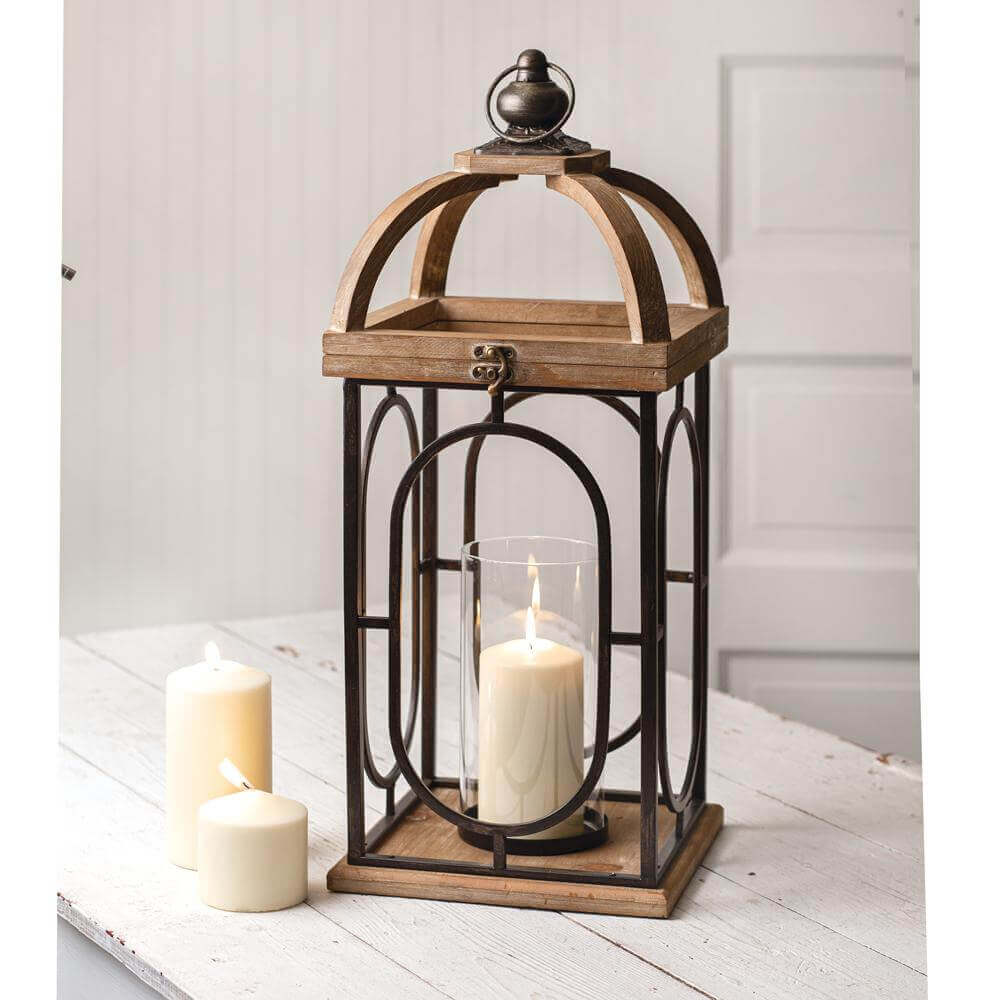 Vintage Candle Lantern with Glass Chimney