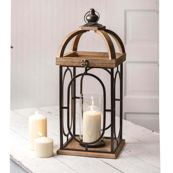 Vintage Candle Lantern with Glass Chimney