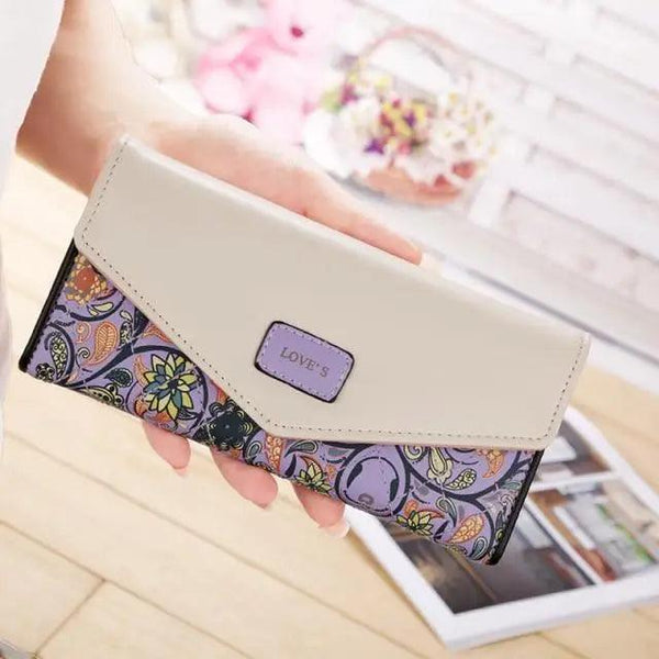 Delightful Small Floral PU Leather Money Purse For Women And Girls Fashion Designer Buckle Wallets for Female