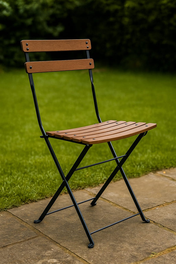 DemarForge Folding Chair 5508 - Stackable - European Chestnut Wood Clear Coated Slats (Set of 2)