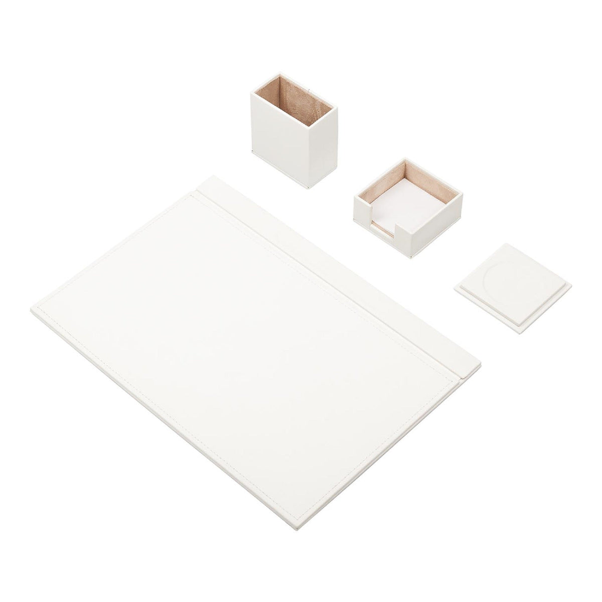 MOOG Leather Desk Set-4 Accessories- Black - 4 PCS