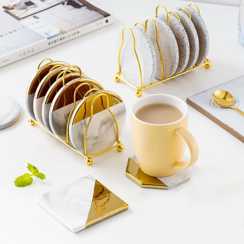 Marble Gold Coaster Set