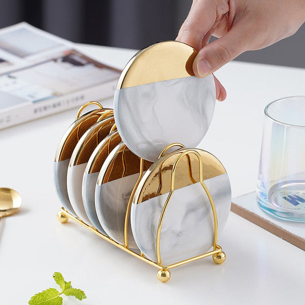 Marble Gold Coaster Set