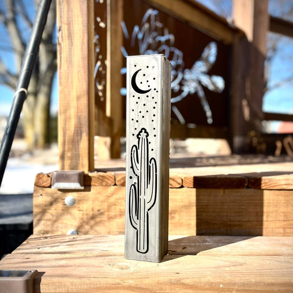 Desert Night Luminary Pillar w/ Solar Cap | 12-inch, 14-inch, 16-inch