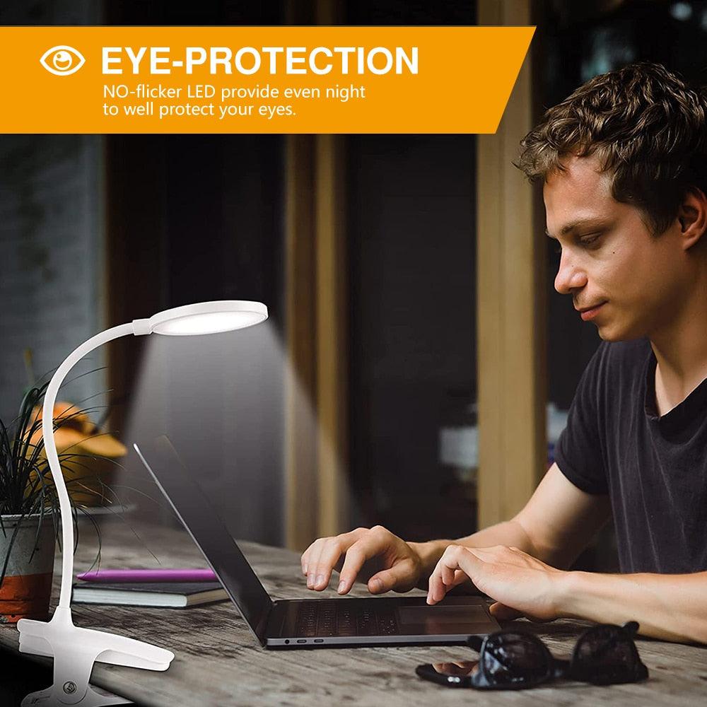 Desk Lamp Touch Clip Study Light Gooseneck Desktop USB Rechargeable Bedroom Lamp Bedside Bedside Desk Clip-on Table Lamp Decorative Table Lamp Cute Study Lamps for Bedroom Décor